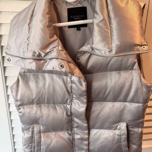Talbots Metallic Silver Quilted Puffer Vest